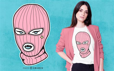 Pink Ski Mask T Shirt Design Vector Download