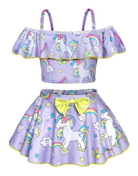 Buy Amzbarley Unicorn Swimming Costume Swimsuit Girls Kids Two Piece