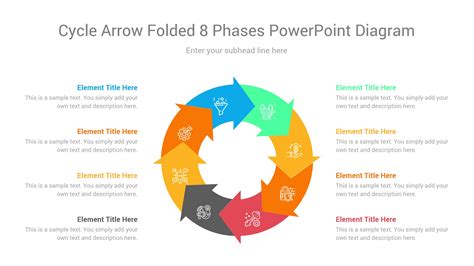 Cycle Arrow Folded 8 Phases Powerpoint Diagram Ciloart