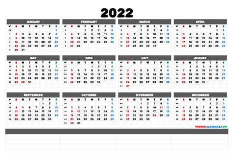 Free Printable 2022 Calendar With Holidays Pdf And Image 2022 United