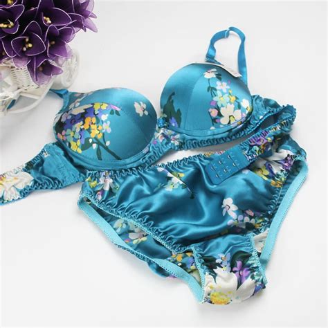New Design Printed Bra Sets 100 Mulberry Silk Underwear Bra Panty Set Silk Protein
