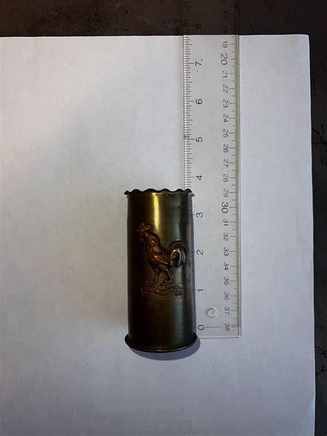 Ww1 Trench Art 37mm Shell Casing Reims 1916 Wps Co Rooster Art