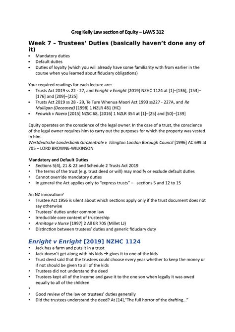 Greg Kelly Law section of Equity - In the case of a trust, the