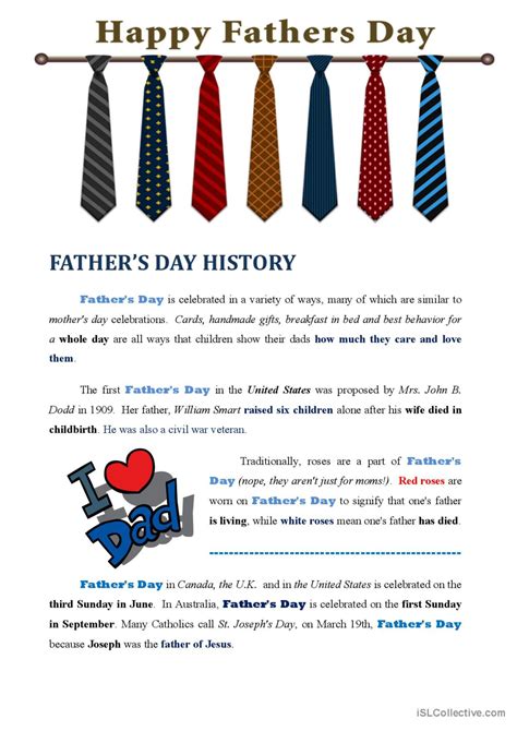 Fathers Day English Esl Worksheets Pdf And Doc