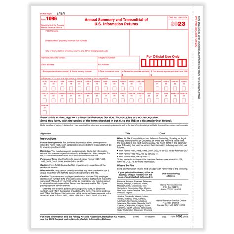 1096 Laser Transmittal Irs Approved 1096 Tax Form Formstax