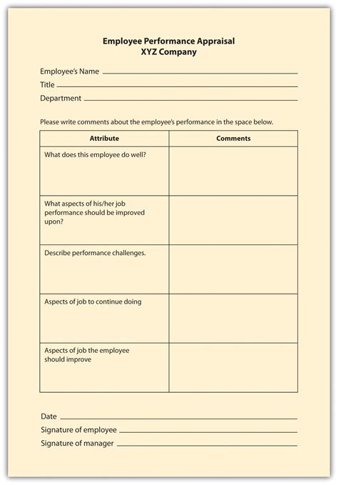 Performance Appraisal Sample For Employees Pdf Template