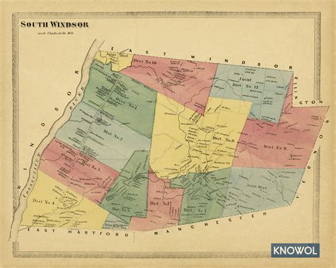 Historic Landowners Map Of South Windsor Ct From 1869 Knowol