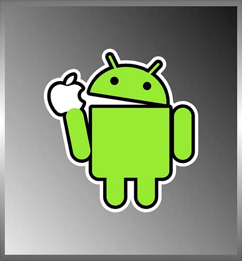 Android Logo Eating An Apple Droid Funny Vinyl Decal Bumper