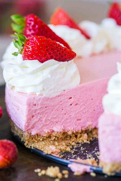 no bake strawberry cheesecake that is whipped creamy and loaded with fresh strawberry flavor