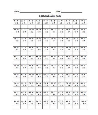 Used for integrating the movements involved in writing. Multiplication Facts Freebies ... multiplication practice sheets ...