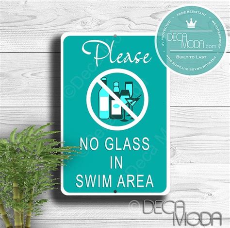 No Glass In Swim Area Sign Swimming Pool Signs Pool Signs Etsy