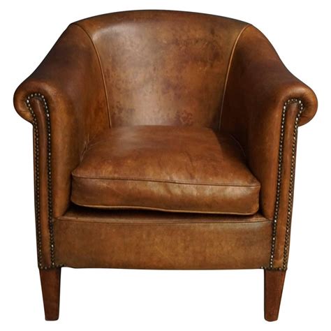 Leather chair and a half recliner. Vintage Cognac Leather Club Chair at 1stdibs
