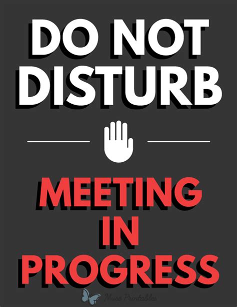 Do Not Disturb Meeting In Progress Printable Sign