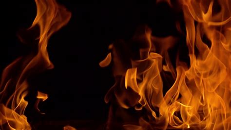 Flames Of Fire On Black Background In Slow Stock Footage Sbv 326643188