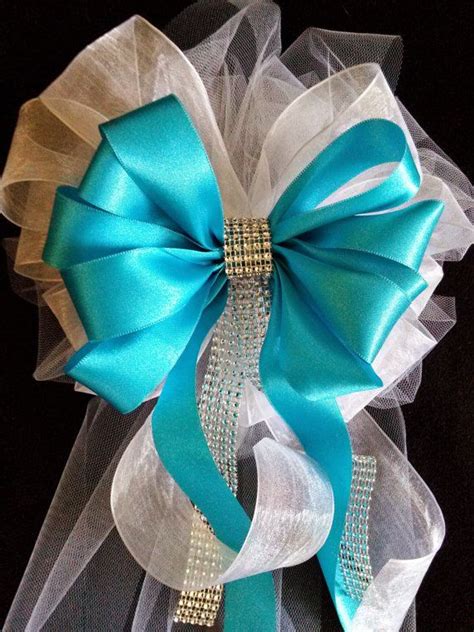 Beautiful Satin And Tulle Bows With Streamers And Bling Wedding
