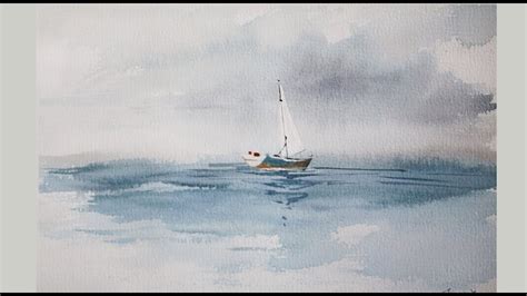 12 Watercolor Landscape Paintinglonely Boatfor Beginners Step By