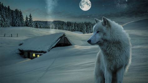 White Wolf Howling Wallpaper
