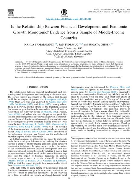 Pdf Is The Relationship Between Financial Development And Economic