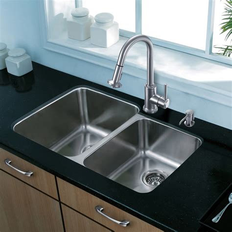 Standard practice for a smooth installation is to use an actual sink that is 3 less than the sink base, ie sb36 33w sink or less. Vigo Industries VG3221LK1 32 Inch Undermount Double Bowl Stainless Steel Sink with 9-1/2 Inch ...