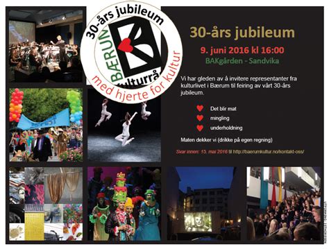 Invitasjon Til Feiring Av Bærum Kulturråds 30 års Jubileum Bærum Kulturråd