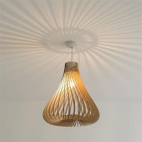 Twisted Lasercut Wooden Lampshade No5 Hersheys Wicker Pendant Light