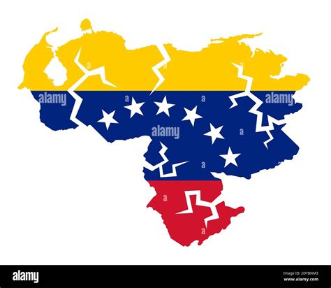 Collapse Of Venezuela Map Of Country In Colors Of Venezuelan Flag A
