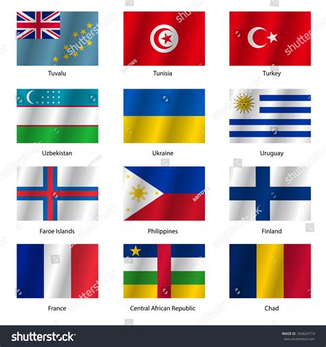 Vektor Stok Set Flags World Sovereign States Vector Tanpa Royalti