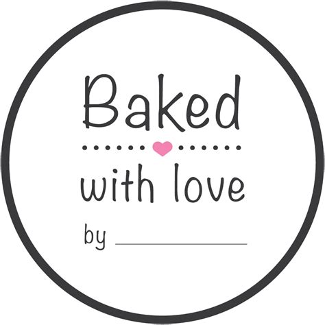 Cake Craft Group Round White Baked With Love Sticker Labels Roll Of 100 Presentation