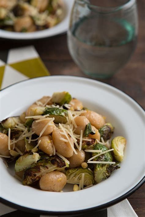 Gnocchi With Roasted Brussels Sprouts Lemon Pine Nuts Recipe