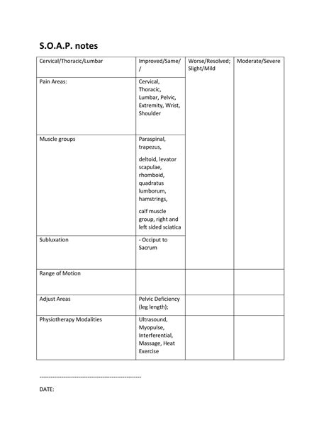 Printable Soap Note Template