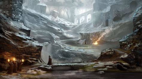 Art Fantasy Dark Gothic Druid Priest Landscapes Fire Mood Cities Castle