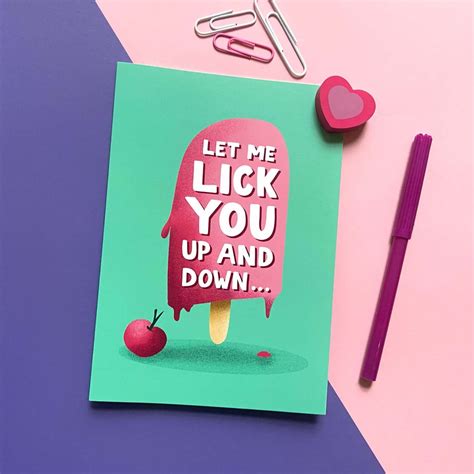 Let Me Lick You Up Down Rude Love Card Greeting Card From