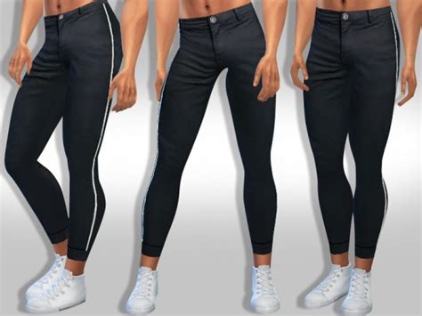 The Sims Resource Men Realistic Black Strip Line Pants By Saliwa