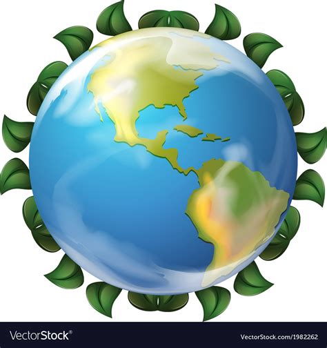 Earth With Leaf Border Royalty Free Vector Image