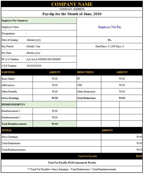 Download 50 Salary Slip Format In Excel Xls Pay Slip In Excel Free