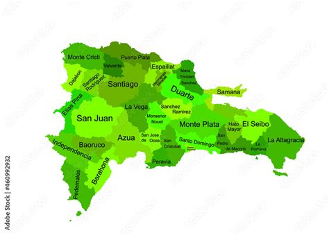 Dominican Republic Vector Map Silhouette Illustration Isolated On White Background High