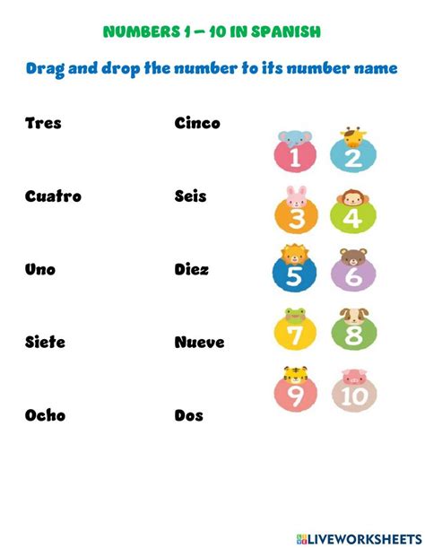 Spanish Numbers 1 10 Worksheet Live Worksheets