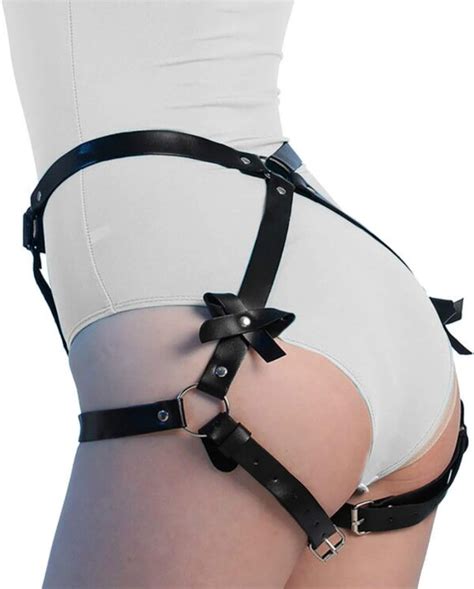 zgmyc women leather body harness lingerie sexy bowknot leg garter caged thigh belt with wrist