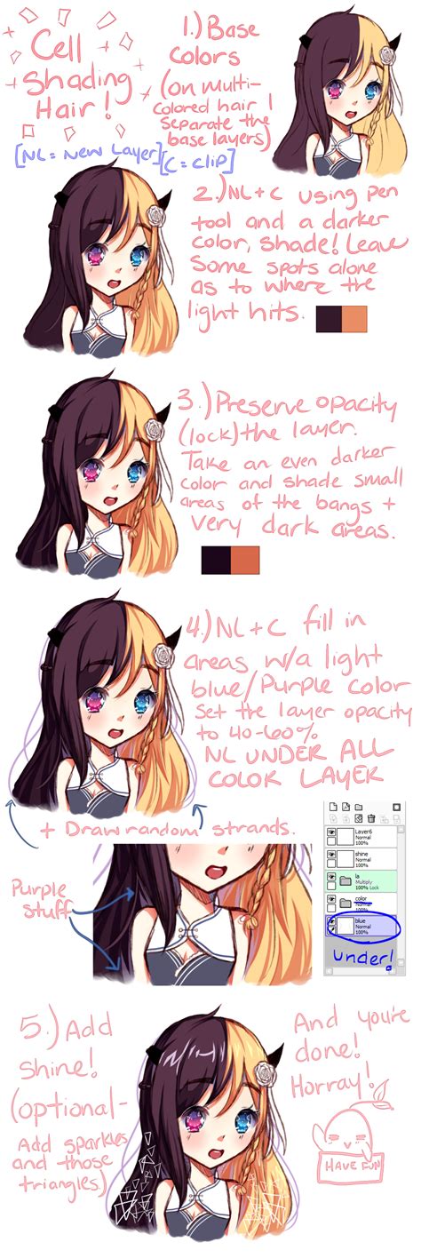 Tutorial Useless Cell Shading Hair By Lily Cookie On Deviantart