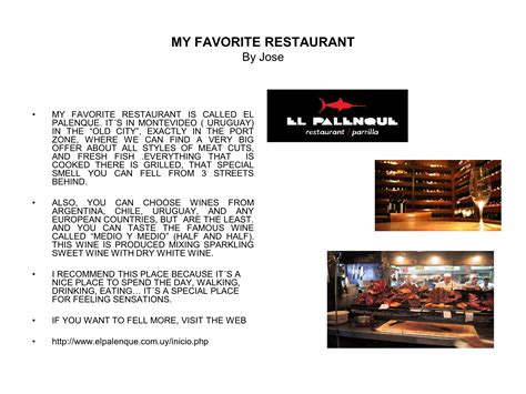 My Favourite Restaurant By Jose Powerpoint Presentation Ppt