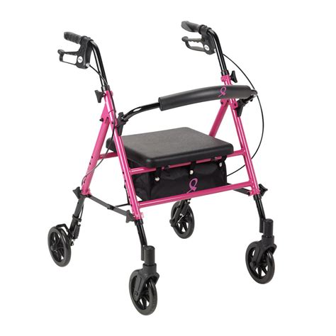 Drive Medical Adjustable Height Rollator With 6 Casters