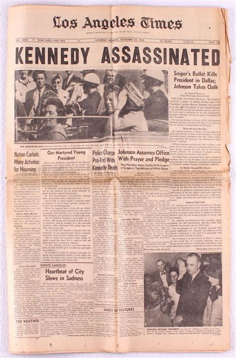 Original Vintage Los Angeles Times Newspaper Dated November 23 1963