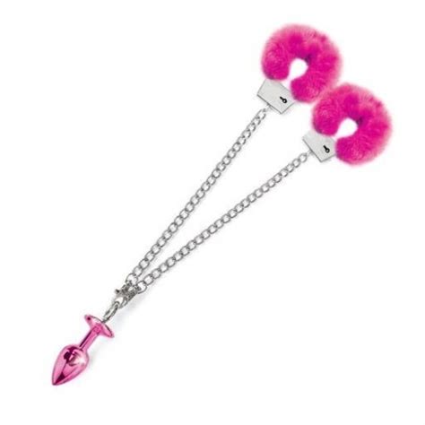 Nixie Metal Plug And Furry Cuff Set Metallic Pink Sex Toys And Adult Novelties Adult Dvd Empire