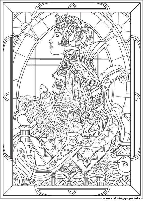 Adult Queen Art Nouveau Style Coloring Page Printable