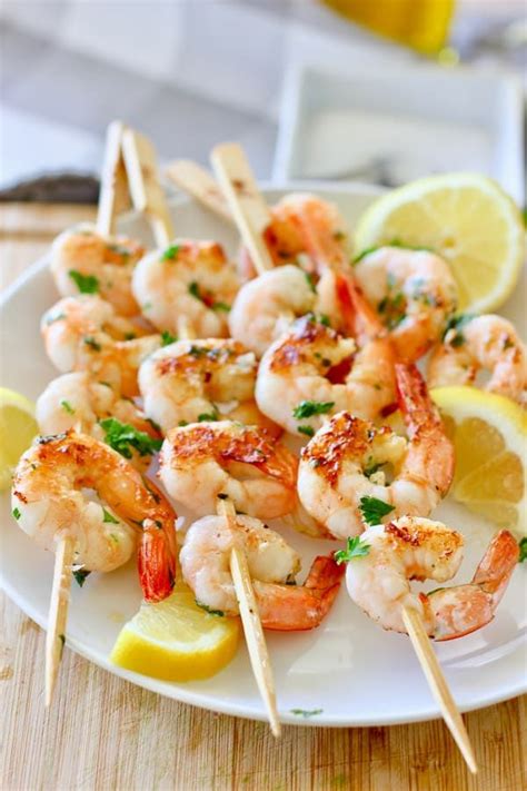 These Fast Grilled Shrimp Skewers Are Marinated Quickly In A Delicious Lemon And Garlic Mixture