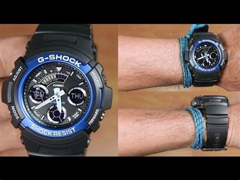 Buttons are recessed to protect them from impact, and variations are available in a choice of three sporty bezel colors: Casio G-shock AW-591-2A ANALOG DIGITAL - UNBOXING - YouTube