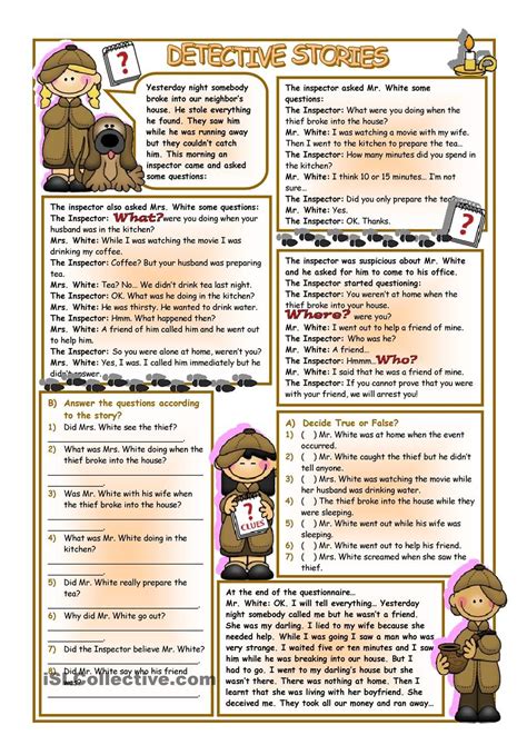 Detective Stories Worksheet Free Esl Printable Worksheets Made By Teachers My Dream