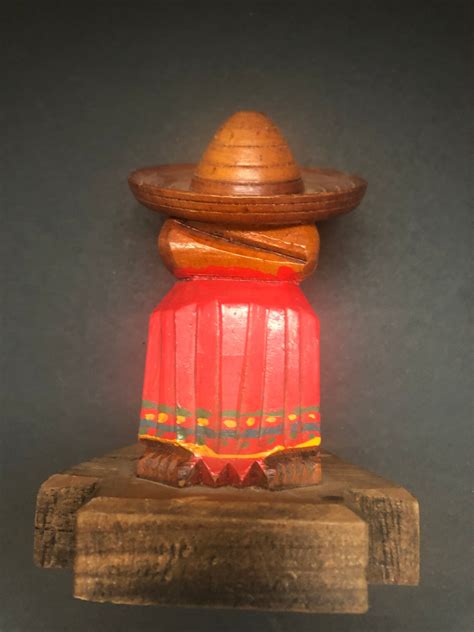 Vintage Mexican Sleeping Man Sombrero Siesta Folk Art Wooden Etsy