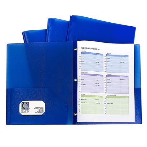 Two Pocket Heavyweight Poly Portfolio Folder With Prongs Blue Pack Of