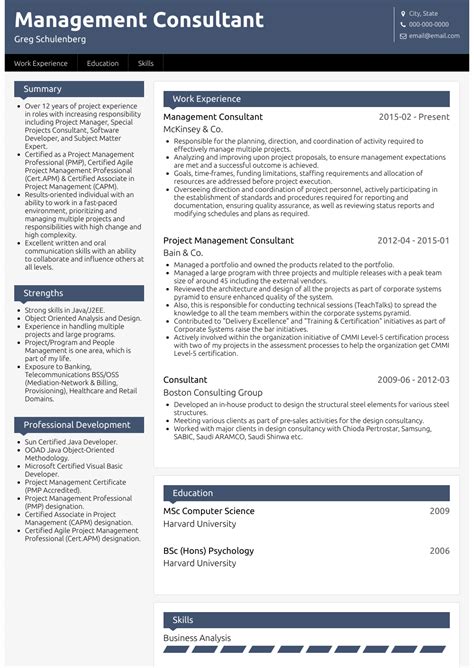 Management Consultant Resume Samples And Templates Visualcv
